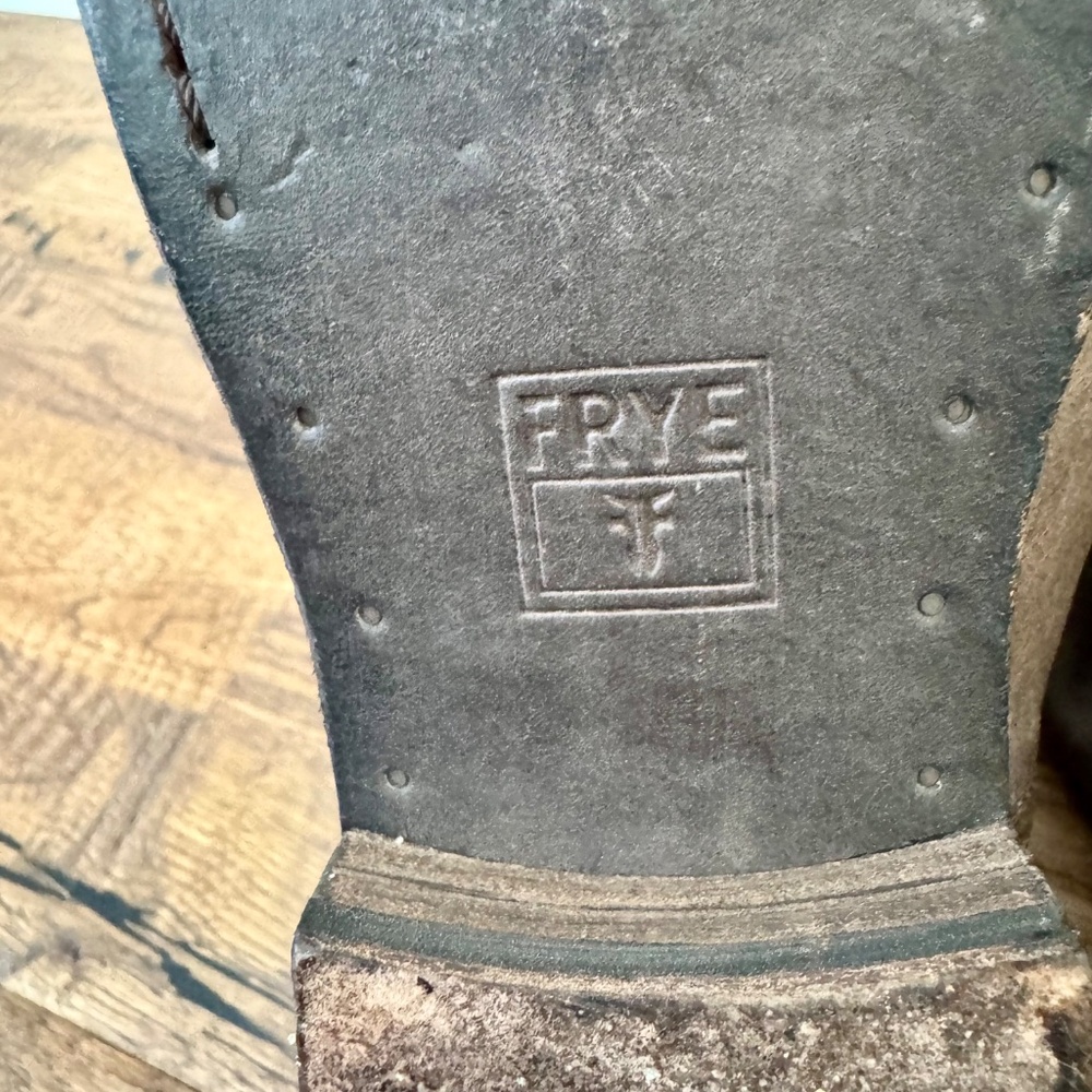 Frye Melissa Brown Double Sole Button Lug Tall Riding Boots Women's Size 11 - Picture 12 of 12